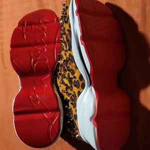 Loubkutin Studded leopard red bottom shoes Sz 7.5